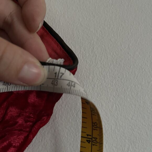 Y2K Roberta Whimsigoth Slip Dress S Velvet Red Sequin Lace Fringe Babydoll - Picture 9 of 11